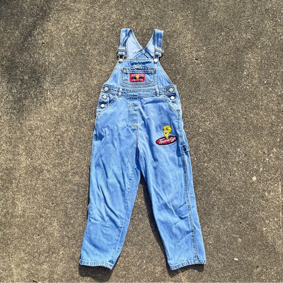 Vintage Looney Tunes Children’s denim overalls Size 7 1990s Kids unisex - Picture 2 of 9